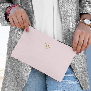 Pochette À Accessoires Monogramme Or Simple Blush Rose Feminine Girl