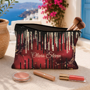 Pochette À Accessoires Monogramme pailleté chic rouge noir gouttes