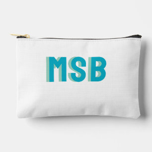 Pochette À Accessoires Monogramme personnalisé bloc ombre bleu vert, sur 