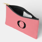 Pochette À Accessoires Monogramme personnalisé Nom de script noir blanc r (Ouvrir)