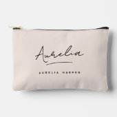 Pochette À Accessoires Monogramme Personnalisé Nom rose Signature Plaid (Recto)