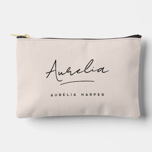 Pochette À Accessoires Monogramme Personnalisé Nom rose Signature Plaid (Recto)