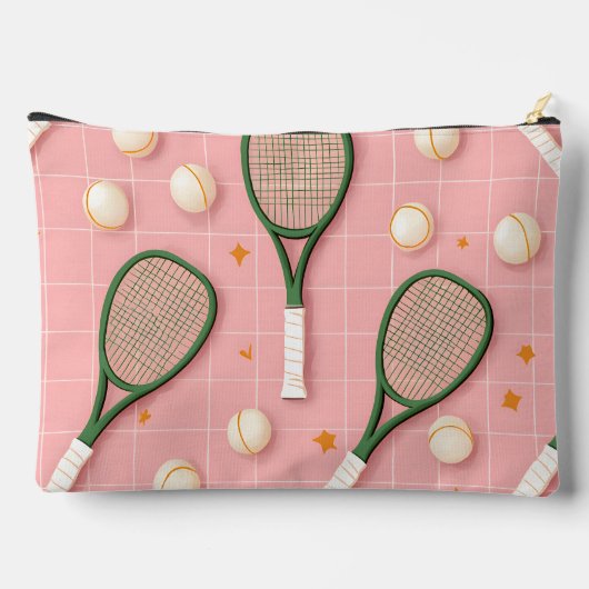 Pochette À Accessoires Monogramme Personnalisé Retro Tennis Racket Motif (Verso)