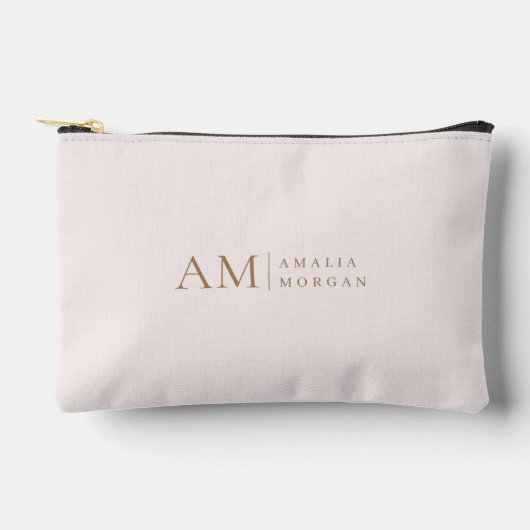 Pochette À Accessoires Monogramme Personnalisé Rose Initiale Et Nom (Recto)