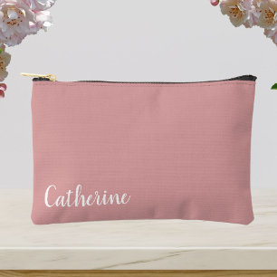 Pochette À Accessoires monogramme personnalisé, rose verger avec police d