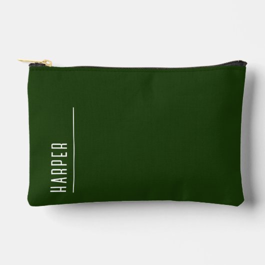 Pochette À Accessoires monogramme personnalisé, vert forêt (Recto)