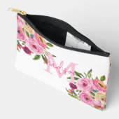 Pochette À Accessoires Monogramme | Personnalisez | Aquarelle | Floral (Ouvrir)