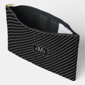 Pochette À Accessoires Monogramme rayures noires et blanches (Ouvrir)