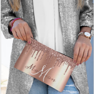 Pochette À Accessoires Monogramme Regard Pailleté Or Rose Fille Féminin