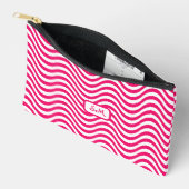 Pochette À Accessoires Monogramme rose blanc ondulé rayures psychédélique (Ouvrir)