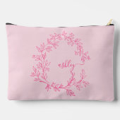 Pochette À Accessoires Monogramme rose chaud Nom de la fille Script (Verso)