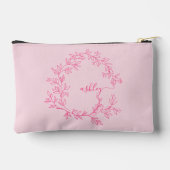 Pochette À Accessoires Monogramme rose chaud Nom de la fille Script (Verso)