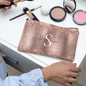 Pochette À Accessoires Monogramme Rose Gold Faux-Parties scintillant Girl