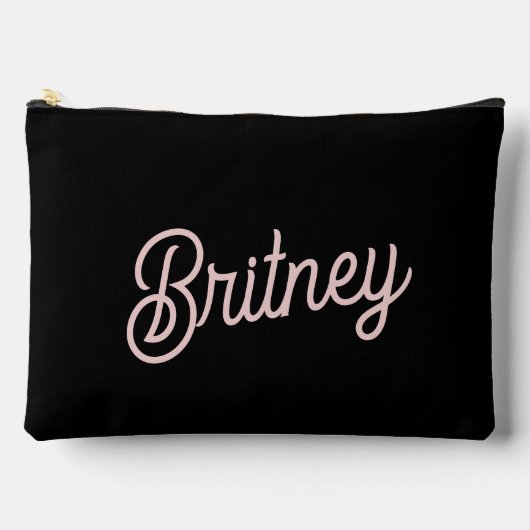 Pochette À Accessoires Monogramme rose roux noir moderne Nom (Recto)