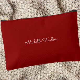 Pochette À Accessoires Monogramme Rouge et Blanc Simple Classique Moderne