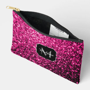 Pochette À Accessoires Monogramme scintillant de faux paillettes rose cha