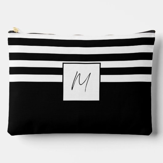 Pochette À Accessoires monogramme simple rayures modernes (Recto)