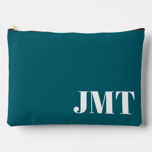 Pochette À Accessoires Monogramme Turquoise foncé simple et blanc (Recto)