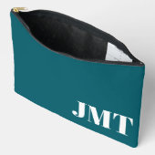 Pochette À Accessoires Monogramme Turquoise foncé simple et blanc (Ouvrir)