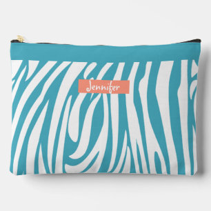 Pochette À Accessoires Monogramme Turquoise rayé Zèbre motif tendance