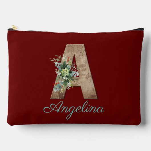 Pochette À Accessoires Monogramme Une lettre de bois fleur rouge foncé (Recto)