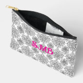 Pochette À Accessoires Monogramme végétal noir et blanc Floral (Ouvrir)