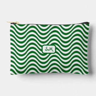 Pochette À Accessoires Monogramme Vert et blanc Vagues rayures psychédéli