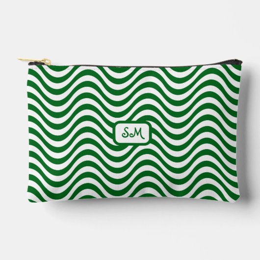 Pochette À Accessoires Monogramme Vert et blanc Vagues rayures psychédéli (Recto)