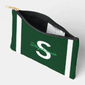 Pochette À Accessoires Monogramme vert personnalisé (Ouvrir)