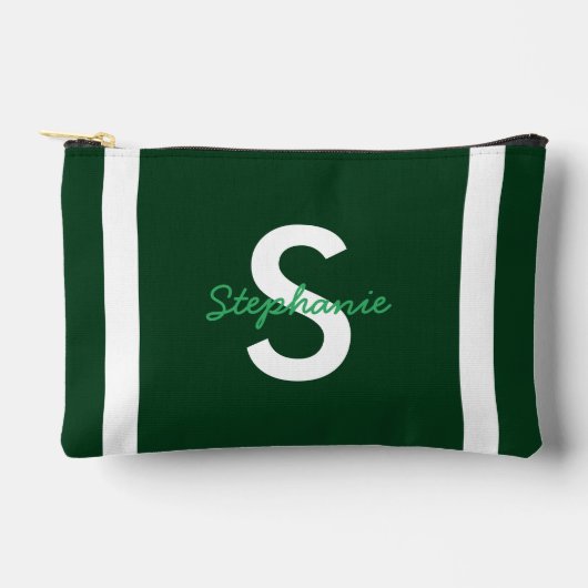 Pochette À Accessoires Monogramme vert personnalisé (Recto)