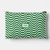 Pochette À Accessoires Monogramme vert rayure ondulée blanc chic rétro (Recto)