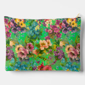 Pochette À Accessoires monogramme vintage vert fleuri motif (Verso)