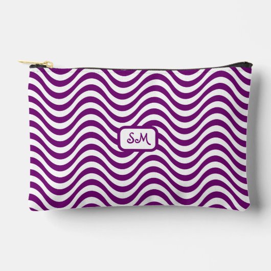 Pochette À Accessoires Monogramme violet blanc ondulée rayures psychédéli (Recto)