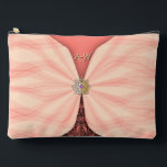Pochette À Accessoires Monogrammed Blush Pink Jewel Textile Illusion<br><div class="desc">An elegant personalized monogram pouch designed to capture attention with refined artistry and sophisticated detail. This custom pouch features a stunning trompe-l’œil effect that beautifully mimics layered fabrics, soft shadows, white lace and delicately wrapped checkered voile. The illusion of flowing textile panels creates depth and dimension, giving the pouch a...</div>