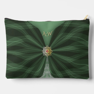 Pochette À Accessoires Monogrammed Botanical Green Textile Illusion  