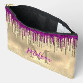 Pochette À Accessoires Monographie de gouttes d'or et de rose chaud (Ouvrir)