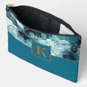Pochette À Accessoires Monographie en marbre bleu et or (Ouvrir)