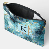 Pochette À Accessoires Monographie en marbre bleu et or (Ouvrir)
