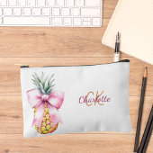 Pochette À Accessoires Monographie estivale tropicale d'ananas à arc rose