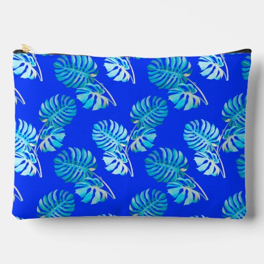 Pochette À Accessoires Monstera Brise Bleu Cobalt (Recto)