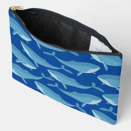 Pochette À Accessoires Morceau de baleines nager bleu foncé (Ouvrir)