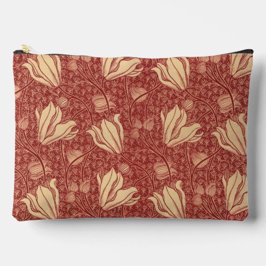 Pochette À Accessoires Morris Inspiré Lily Flower Botanique Rouge Textile (Recto)