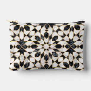 Pochette À Accessoires Mosaïque marocaine noire & Marbre blanc