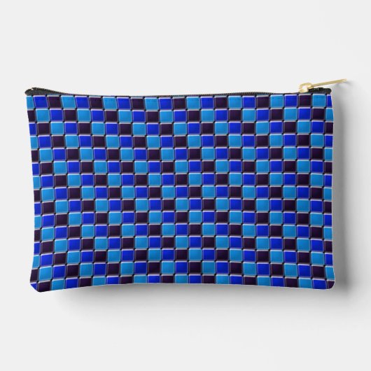 Pochette À Accessoires Mosaïque moderne en noir, bleu royal, coutume (Verso)