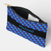 Pochette À Accessoires Mosaïque moderne en noir, bleu royal, coutume (Ouvrir)