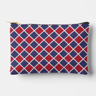 Pochette À Accessoires Motif à carreaux diamant Harlequin rouge bleu blan