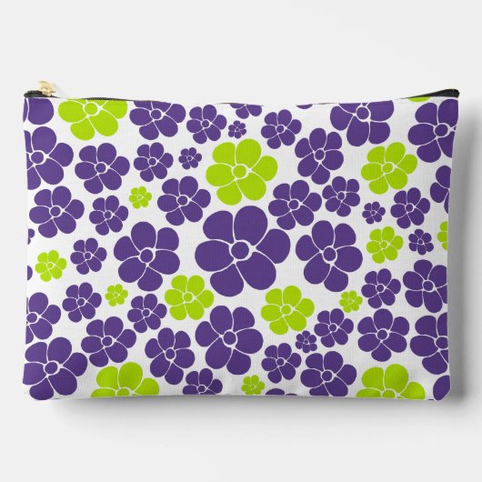 Pochette À Accessoires Motif à fleurs en vert citron et violet (Recto)