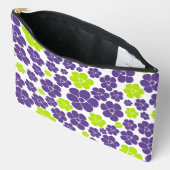 Pochette À Accessoires Motif à fleurs en vert citron et violet (Ouvrir)