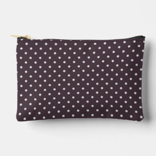 Pochette À Accessoires Motif à pois gris pâle sur fond violet prune pouss