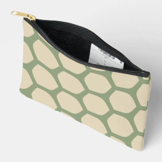 Pochette À Accessoires Motif Abstrait Neutre Vert et Beige Minimal